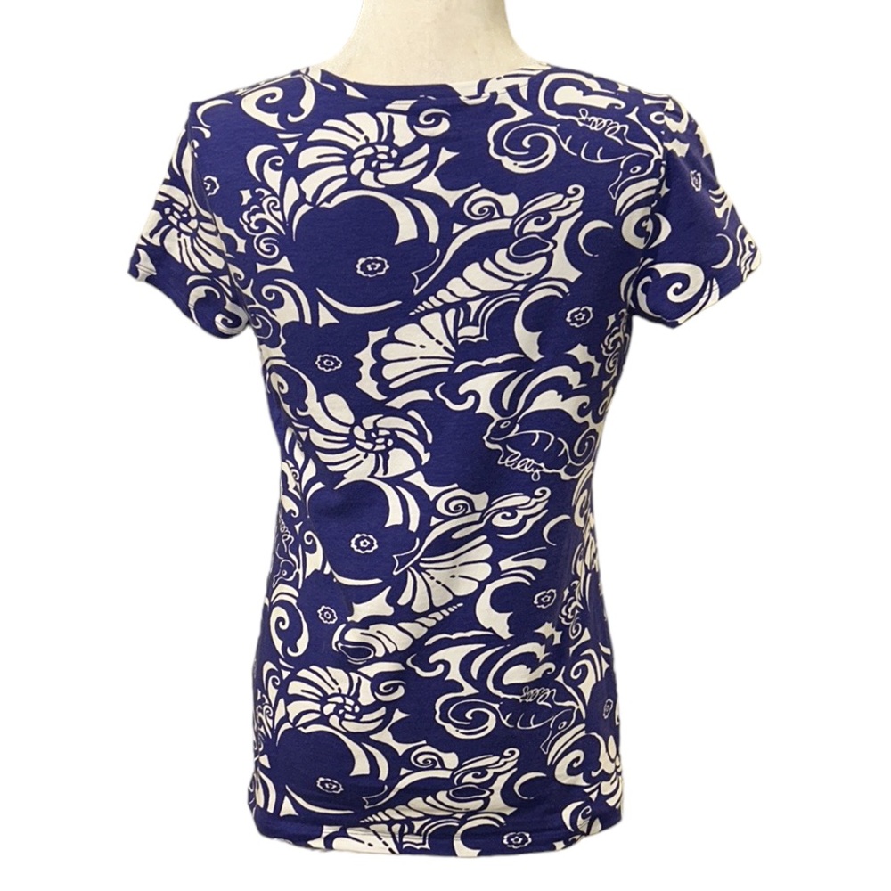 Lilly Pulitzer Michele Tide Pools V-Neck Tee - S - Picture 6 of 12